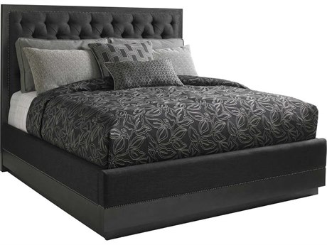 Lexington Carrera Carbon Gray Solid Wood Upholstered Queen Platform Bed