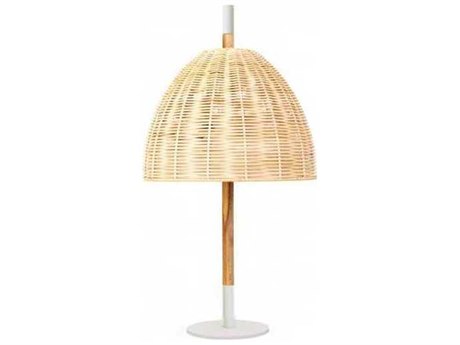 Luxcambra Ama Matte White Natural Wicker Table Lamp