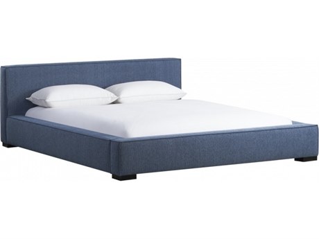 Luxecor Atelier Blue Rubberwood Upholstered King Platform Bed