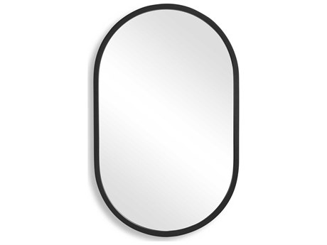 Luxecor Illumination Matte Black Oval Wall Mirror