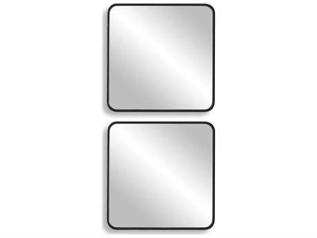 Luxecor Illumination Satin Black Square Wall Mirror Set of 2