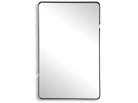 Luxecor Illumination Matte Black Gold Rectangular Wall Mirror