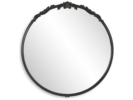 Luxecor Illumination Satin Black Light Gray Round Wall Mirror