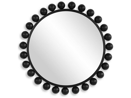 Luxecor Illumination Matte Black Round Wall Mirror