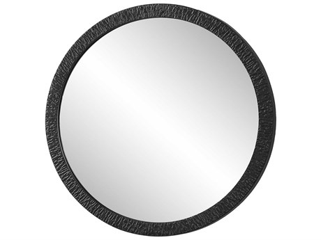 Luxecor Illumination Satin Black Round Wall Mirror