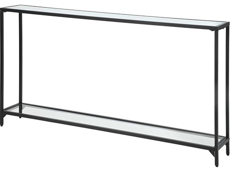 Luxecor Illumination Rectangular Mirror Satin Black Console Table