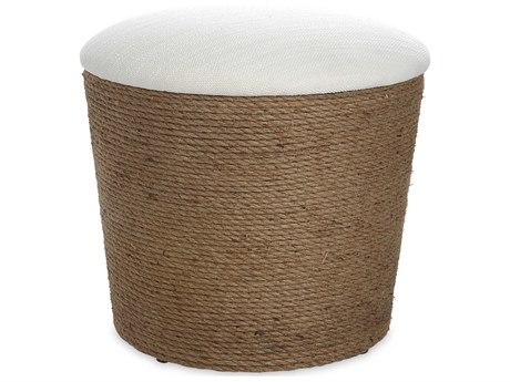 Luxecor Illumination Natural Off White Brown Upholstered Ottoman