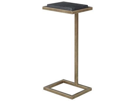 Luxecor Illumination Rectangular Marble Aged Gold Black End Table