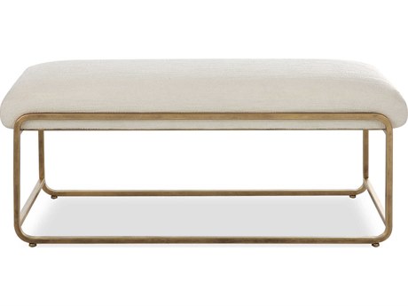 Luxecor Illumination Antique Brushed Brass Crisp White Upholstered Accent Bench