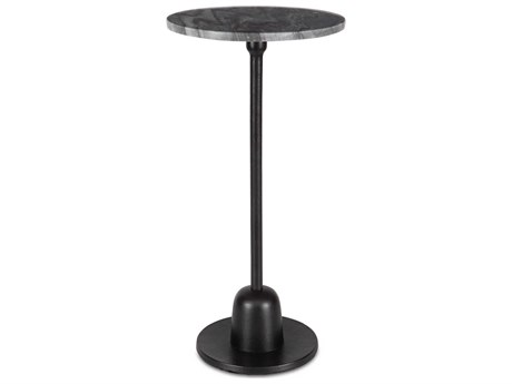 Luxecor Illumination Round Marble Black End Table