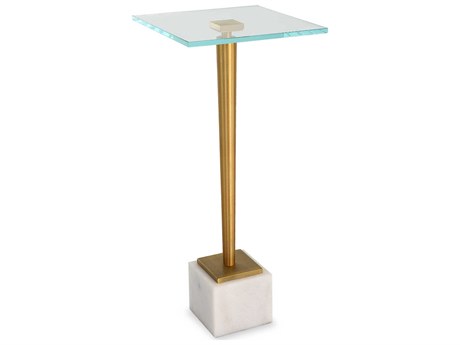 Luxecor Illumination Square Glass Brass White End Table