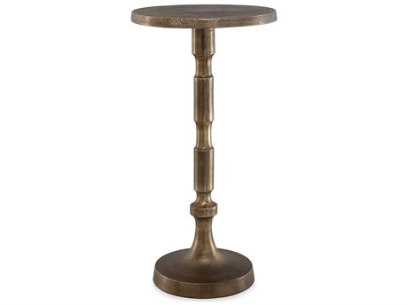 Luxecor Illumination Round Metal Antique Brass End Table