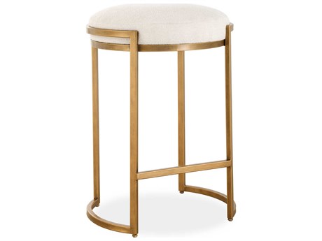 Luxecor Illumination Brushed Brass Light Cream Upholstered Counter Stool