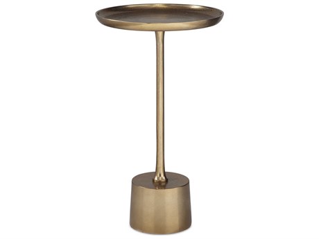 Luxecor Illumination Round Metal Antique Brass End Table