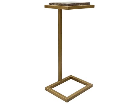 Luxecor Illumination Rectangular Marble Gold Brown End Table