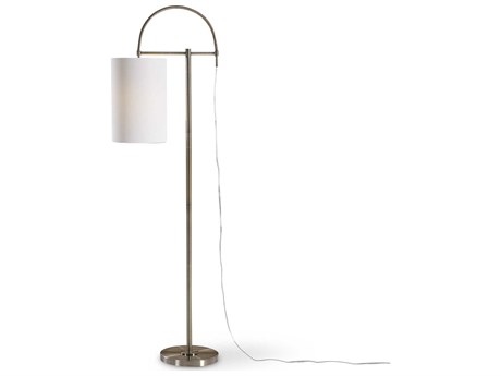 Luxecor Illumination Brushed Brass Round Drum Hardback Shade Floor Lamp