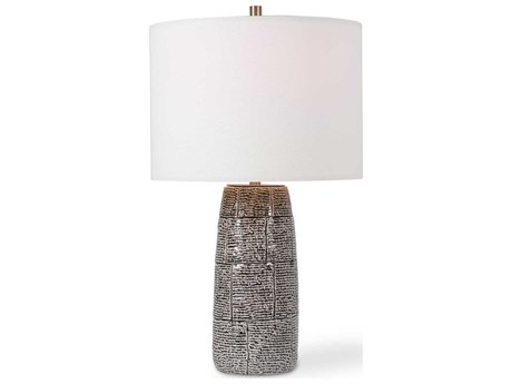 Luxecor Illumination Black White Kd Round Drum Hardback Buffet Lamp