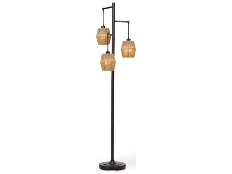 Luxecor Illumination Oil Rubbed Bronze Round Hemp Rope Shade Floor Lamp