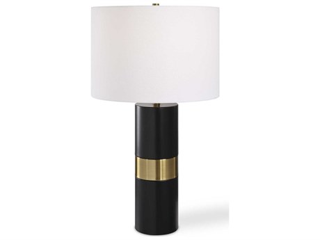 Luxecor Illumination Black Gold Drum Hardback Buffet Lamp