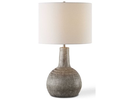 Luxecor Illumination Ivory Aged Black Round Hardback Shade Brown Table Lamp