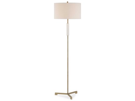 Luxecor Illumination Antique Brass Round Drum Hardback Shade Floor Lamp