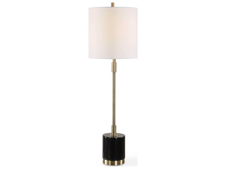 Luxecor Illumination Antique Brass Black Round Hardback Buffet Lamp