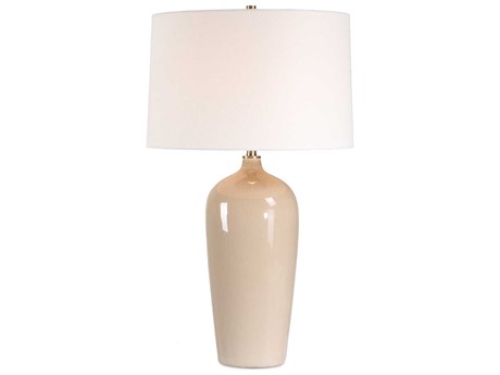 Luxecor Illumination Sandy Gray Antique Brushed Brass Off White Buffet Lamp