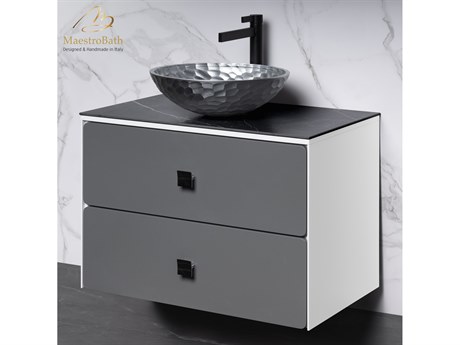 Maestro BathNirvana Modern Bathroom Vanity  White And Silver  32"