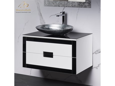 Maestro BathEleganza Luxury Bathroom Vanity  Black And White  32