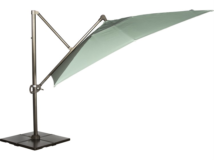 Mallin Cantilever Aluminum 10 Foot Square 18 Foot Tile Base Trigger Lift and Ratchet Outdoor Umbrella
