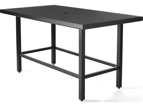 Mallin Trinidad Tables 3000 Series 72'' Aluminum Rectangular Umbrella Hole Counter Table