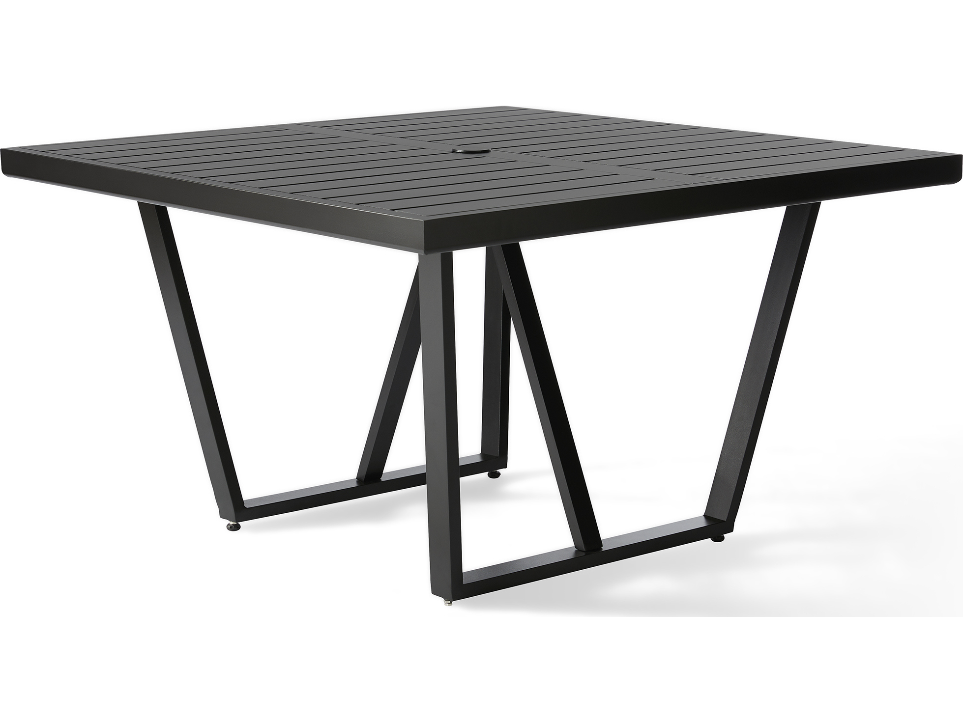 Mallin Formosa 5000 Series Aluminum 48 Wide Square Dining Table With Umbrella Hole Mal5148u