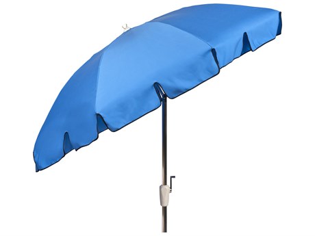 Mallin Standard Conventional Aluminum Pewter 7.5' 8-Rib Double V Cut Push Button Tilt Umbrella