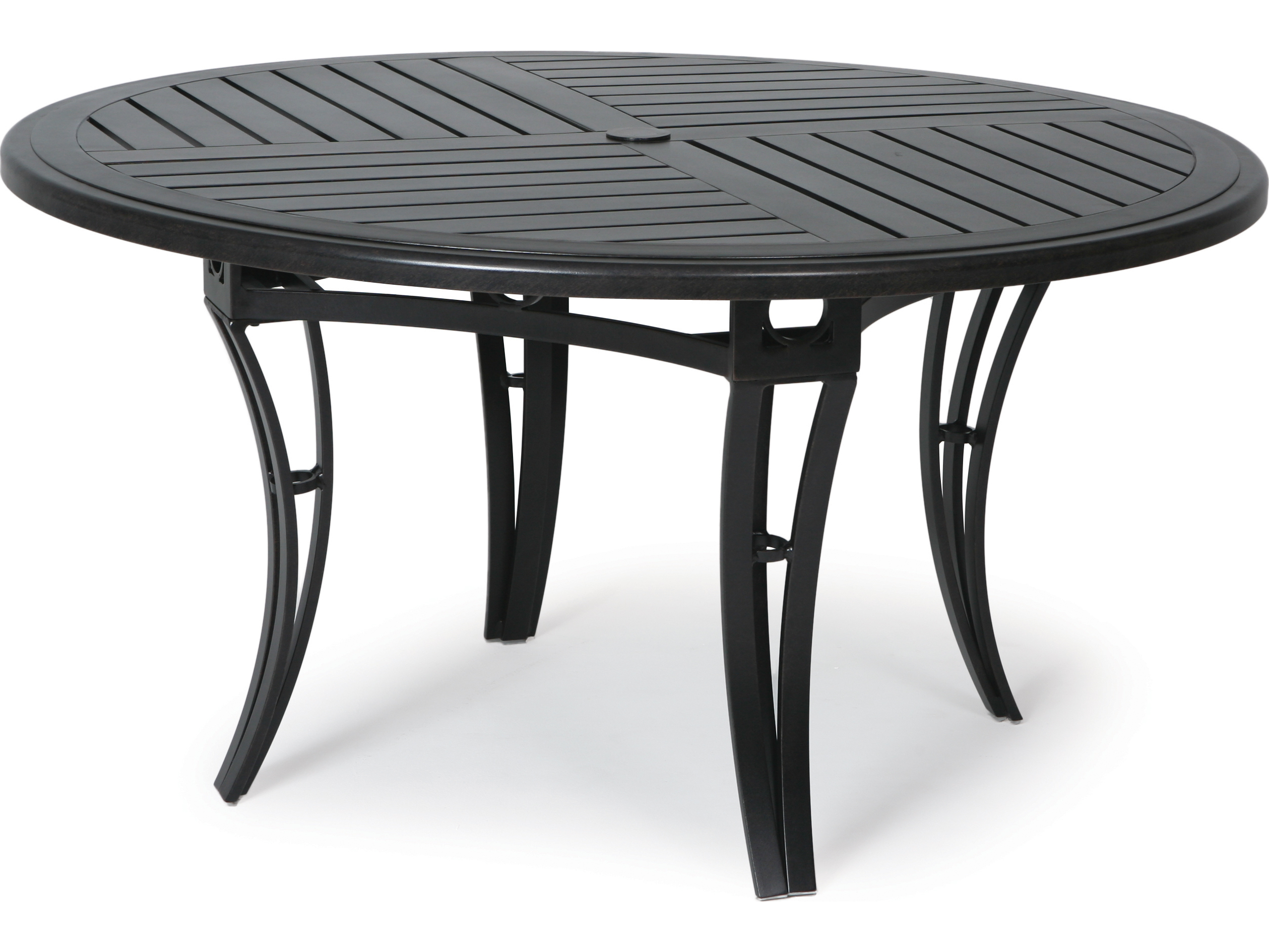 Mallin Salinas 7000 Series Aluminum 54 Wide Round F Slatted Top Dining Table With Umbrella Hole Malb7748f054u