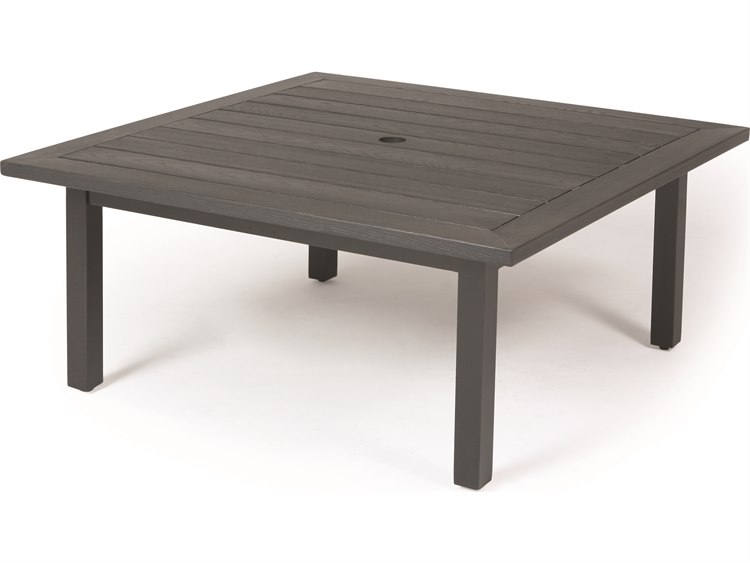 Mallin Trinidad Aluminum 42'' Square W-Wood Grain Top Coffee Table with Umbrella