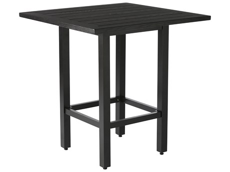 Mallin Trinidad Tables W-top 36'' Aluminum Square Umbrella Hole Counter Table
