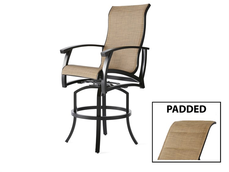 Mallin Georgetown Padded Sling Aluminum Outdoor Bar Stool