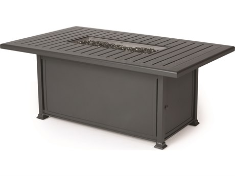 Mallin Pasa Robles Aluminum 57.75'' W x 36'' D Rectangular F-Slatted Top Chat Height Fire Pit Table