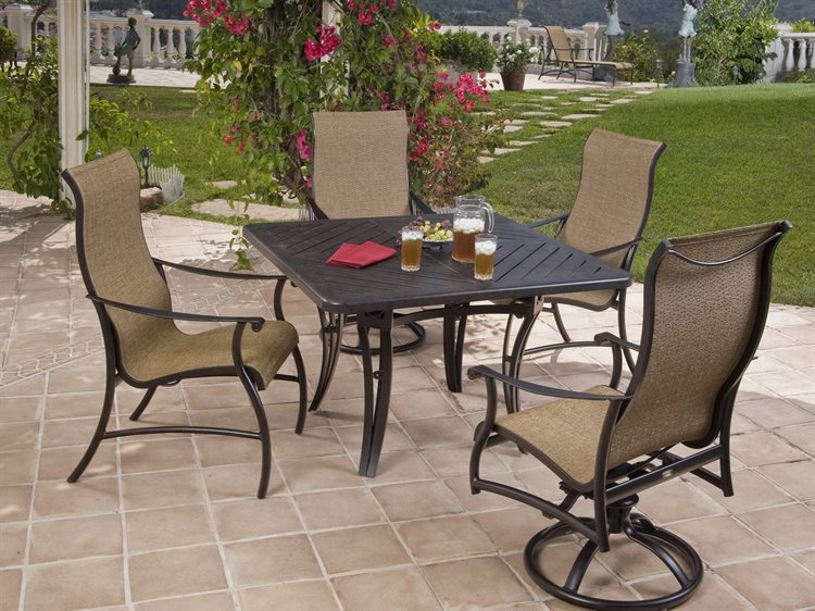 Mallin Seville Sling Cast Aluminum Dining Set