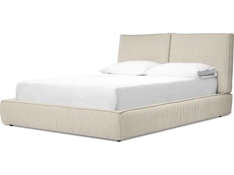 Mobital Bendo Almond Linen Beige Upholstered Queen Platform Bed