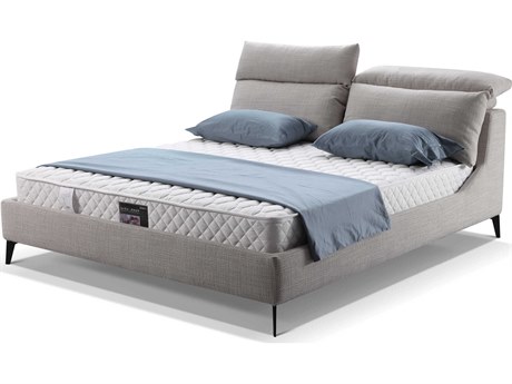 Mobital Chillout Stone Boucle Gray Pine Wood Queen Platform Bed