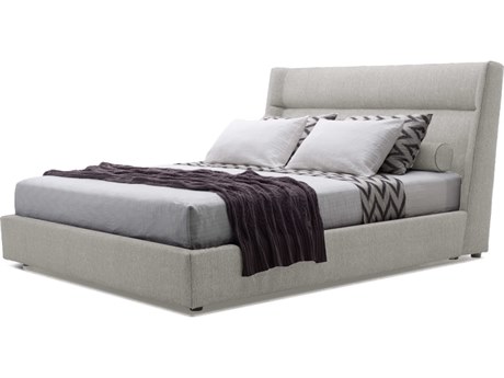 Mobital Cove Heather Grey Chenille Wood Queen Platform Bed