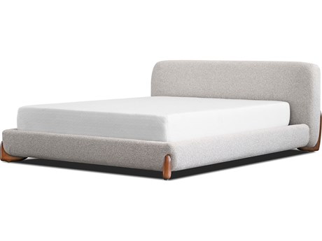 Mobital Mesa Gray Pine Wood Upholstered King Platform Bed