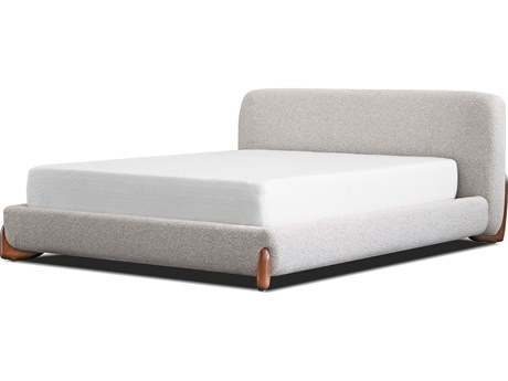 Mobital Mesa Natural Pine Wood Upholstered Queen Platform Bed