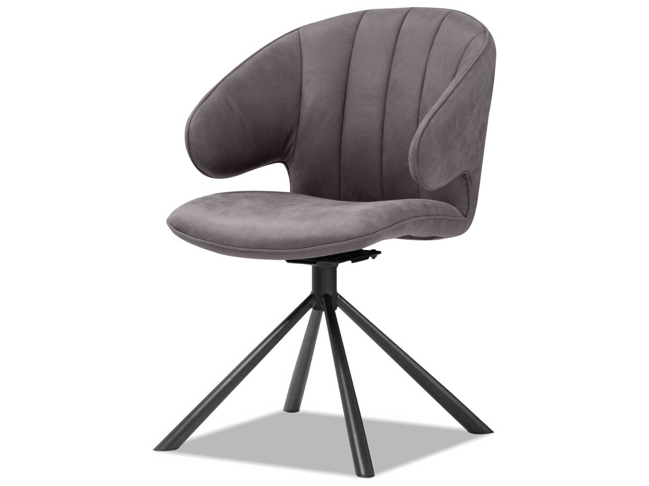 Mobital Pewter Suede / Black Arm Swivel Dining Chair | MBDCHHUGOPEWTBLASW