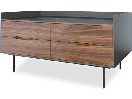 Mobital Slater 4-Drawers Black Walnut Wood Double Dresser
