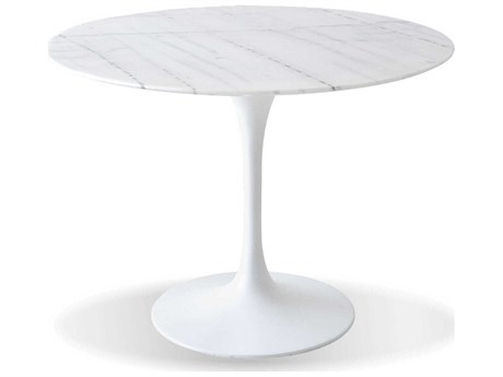 Mobital Beauty Round Carrera Marble Matte White Dining Table