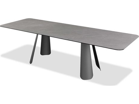 Mobital Palazzo Rectangular Grey Ceramic Black Dining Table