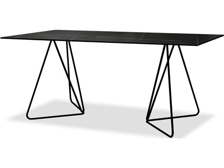 Mobital Papillon Rectangular Glass Sintered Shakespeare Black Dining Table