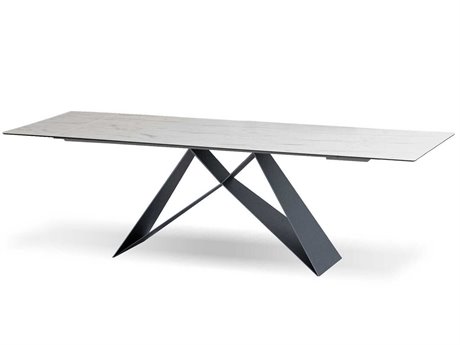 Mobital The W Rectangular Glass Carrera Dining Table